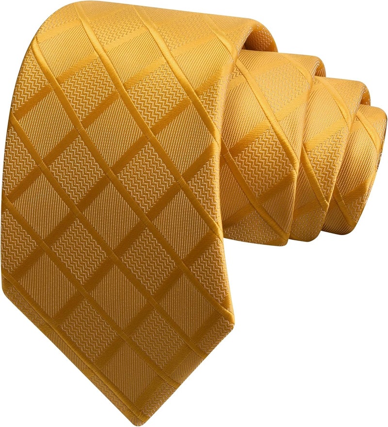 GUSLESON 3.15"（8cm） Mens Tie and Lapel Pin Plaid Checkered Necktie Hankerchief Cufflinks Set for Men - Image 3